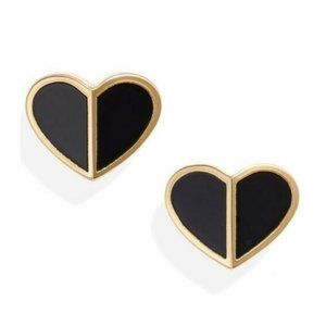 NWT~KATE SPADE~Heritage Spade Heart Stud Earrings, Black/Gold